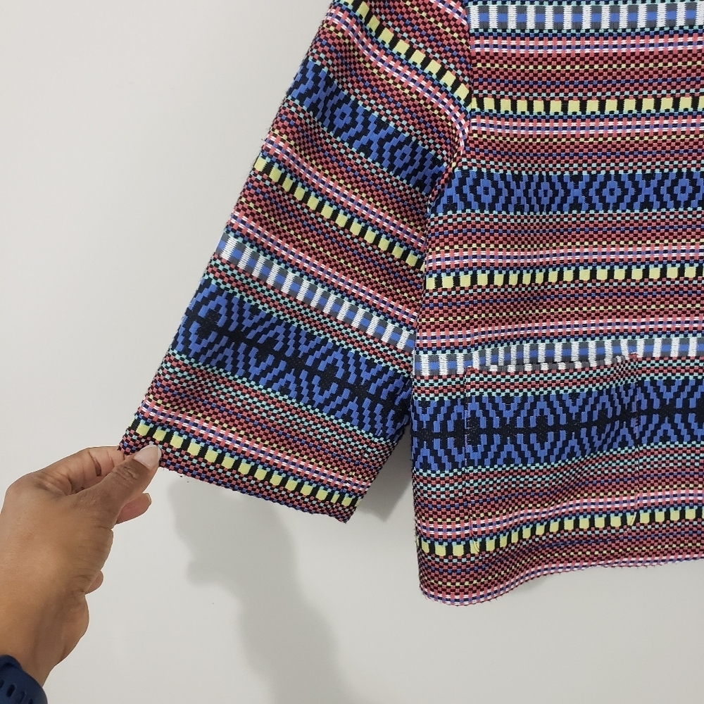 Weekend Max Mara Basketweave Tribal Pattern Cropped Jacket Size 6 - Picture 7 of 13